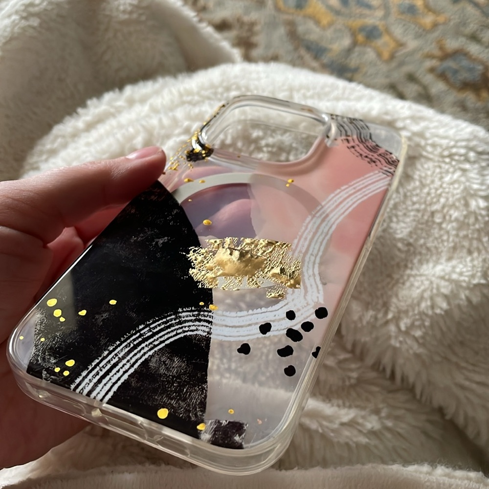 HEYDAY UEC Phone Case For iPhone 13 Clear Gold Black Abstract - Picture 6 of 7